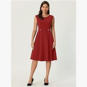 Hobemty Red Sleeveless Retro Fit & Flare Dress Size XXL NWT